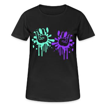 2 Heavy Metal Hard Rock Graffiti Cornes Gestes de la main - T-shirt respirant Femme - noir - Devant - AI Model Female 172 light (172cm)
