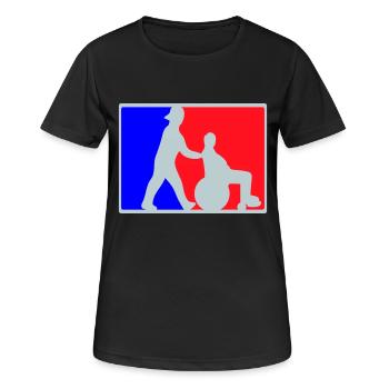 Altenpfleger schiebt Rollstuhl - Frauen T-Shirt atmungsaktiv - Schwarz - Vorne - AI Model Female 172 light (172cm)