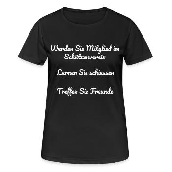 Werden Sie Mitglied im Schützenverein - Frauen T-Shirt atmungsaktiv - Schwarz - Vorne - AI Model Female 172 light (172cm)