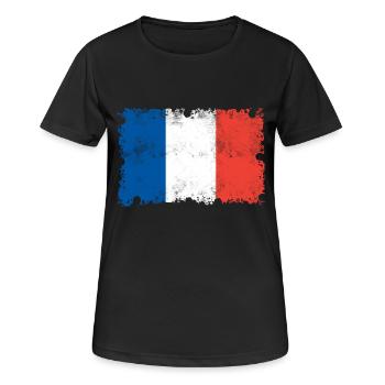 Drapeau de la France, France, drapeau de la France - T-shirt respirant Femme - noir - Devant - AI Model Female 172 light (172cm)