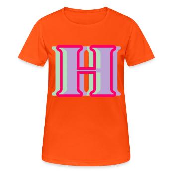 Mehrfarbiger Buchstabe h - Frauen T-Shirt atmungsaktiv - Neonorange - Vorne - AI Model Female 172 dark (172cm)