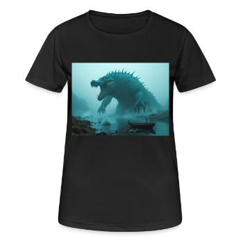 Afanc, keltisch-walisisches Seeungeheuer einer alten Legende - Frauen T-Shirt atmungsaktiv - Schwarz - Vorne - AI Model Female 172 light (172cm)