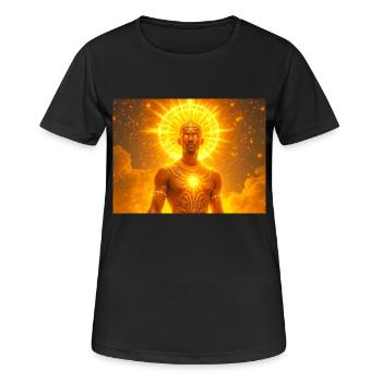 Olorun – Dieu du soleil yoruba, divinité céleste de la lumière - T-shirt respirant Femme - noir - Devant - AI Model Female 172 light (172cm)