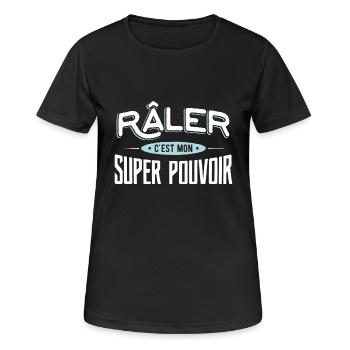 Râler super pouvoir drole - T-shirt respirant Femme - noir - Devant - AI Model Female 172 light (172cm)