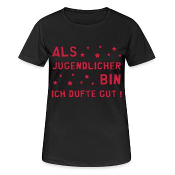 Jugendlich / Teenager / Teen / Jugendliche - Frauen T-Shirt atmungsaktiv - Schwarz - Vorne - AI Model Female 172 light (172cm)