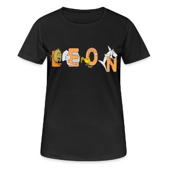 Leon - Frauen T-Shirt atmungsaktiv - Schwarz - Vorne - AI Model Female 172 light (172cm)