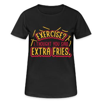 Exercice Extra Fries Citation - T-shirt respirant Femme - noir - Devant - AI Model Female 172 light (172cm)