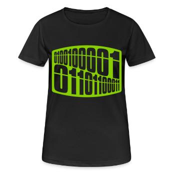 Binär Code Programm Sprache - Frauen T-Shirt atmungsaktiv - Schwarz - Vorne - AI Model Female 172 light (172cm)