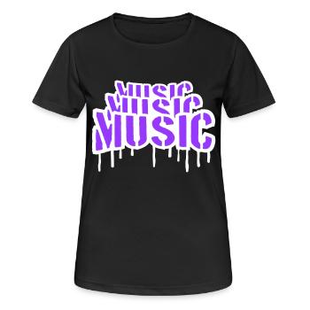 Musique Graffiti Spray Stamp Musique Dire Gouttes - T-shirt respirant Femme - noir - Devant - AI Model Female 172 light (172cm)