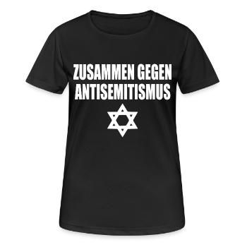 zusammen gegen antisemitismus - Frauen T-Shirt atmungsaktiv - Schwarz - Vorne - AI Model Female 172 light (172cm)