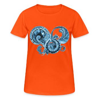 Blaues Ornament - Frauen T-Shirt atmungsaktiv - Neonorange - Vorne - AI Model Female 172 dark (172cm)