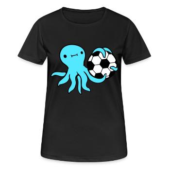 Oktopus Fußball spielen Ball halten Torwart Sport - Frauen T-Shirt atmungsaktiv - Schwarz - Vorne - AI Model Female 172 light (172cm)