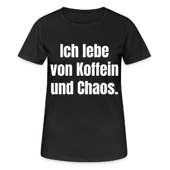 Je vis de caféine et de chaos. - T-shirt respirant Femme - noir - Devant - AI Model Female 172 light (172cm)
