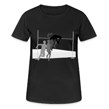 Hochsprung - Frauen T-Shirt atmungsaktiv - Schwarz - Vorne - AI Model Female 172 light (172cm)