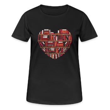 Livres Coeur livre lecteur de cadeau de livre - T-shirt respirant Femme - noir - Devant - AI Model Female 172 light (172cm)