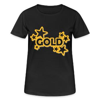 Autocollant d'or - T-shirt respirant Femme - noir - Devant - AI Model Female 172 light (172cm)