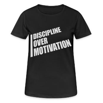 Citation de discipline sur la motivation - T-shirt respirant Femme - noir - Devant - AI Model Female 172 light (172cm)