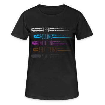 Jiu Jitsu Selbstverteidigung - Frauen T-Shirt atmungsaktiv - Schwarz - Vorne - AI Model Female 172 light (172cm)