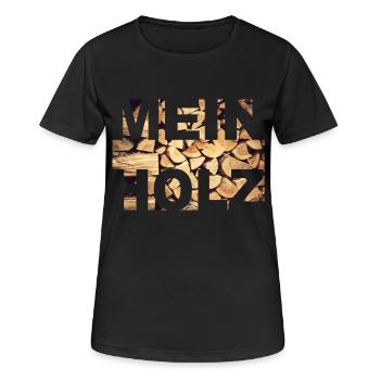 Mein Holz - Frauen T-Shirt atmungsaktiv - Schwarz - Vorne - AI Model Female 172 light (172cm)