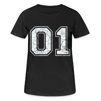 01 dans blanc in Used Look - T-shirt respirant Femme - noir - Devant - AI Model Female 172 light (172cm)