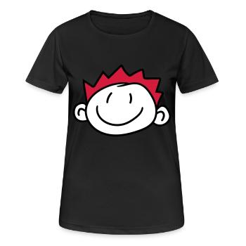 visage tête enfant peint gribouillage bande dessin animé june - T-shirt respirant Femme - noir - Devant - AI Model Female 172 light (172cm)