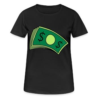 Money Piles of Bills - Women's Breathable T-Shirt - black - Front - AI Model Female 172 light (172cm)