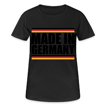 Made in Germany - Frauen T-Shirt atmungsaktiv - Schwarz - Vorne - AI Model Female 172 light (172cm)