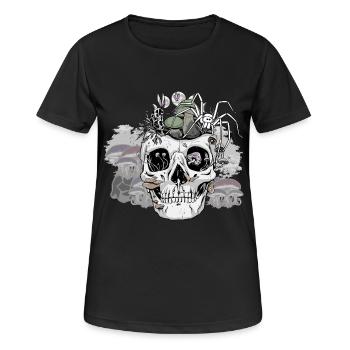 Horror Halloween Spinne Totenkopf Herbst Pilze - Frauen T-Shirt atmungsaktiv - Schwarz - Vorne - AI Model Female 172 light (172cm)