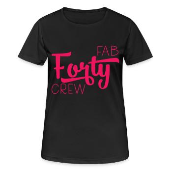40. Geburtstag: Fab Forty Crew - Frauen T-Shirt atmungsaktiv - Schwarz - Vorne - AI Model Female 172 light (172cm)