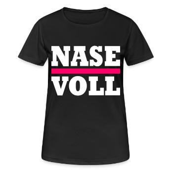 Nase voll - Frauen T-Shirt atmungsaktiv - Schwarz - Vorne - AI Model Female 172 light (172cm)