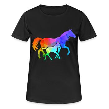 Jument avec poulain - T-shirt respirant Femme - noir - Devant - AI Model Female 172 light (172cm)