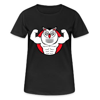 Eule Bodybuilder Muskeln Bizeps Posen Gym Rat Cool - Frauen T-Shirt atmungsaktiv - Schwarz - Vorne - AI Model Female 172 light (172cm)