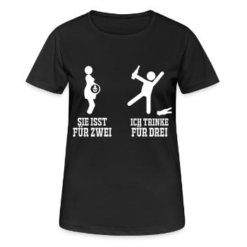 Ich trinke für drei - Frauen T-Shirt atmungsaktiv - Schwarz - Vorne - AI Model Female 172 light (172cm)