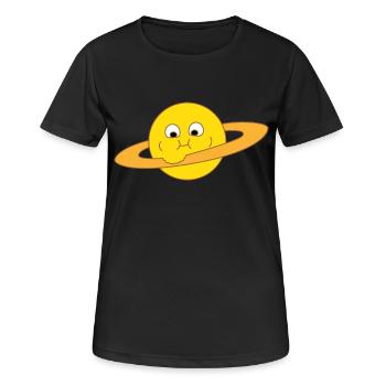 Dicker Saturn - Frauen T-Shirt atmungsaktiv - Schwarz - Vorne - AI Model Female 172 light (172cm)