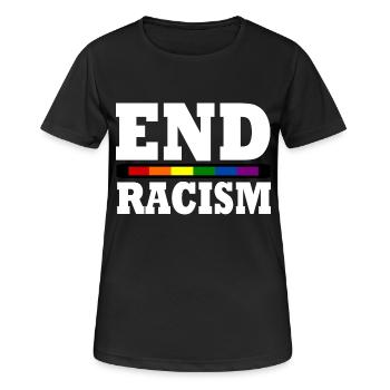 End Racism - Frauen T-Shirt atmungsaktiv - Schwarz - Vorne - AI Model Female 172 light (172cm)