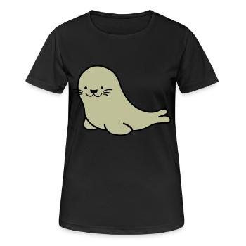 seehund 02 - Frauen T-Shirt atmungsaktiv - Schwarz - Vorne - AI Model Female 172 light (172cm)