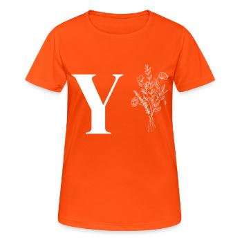 Minimalistische Blumen - Frauen T-Shirt atmungsaktiv - Neonorange - Vorne - AI Model Female 172 dark (172cm)
