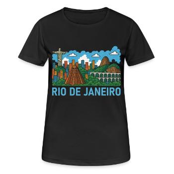 Rio de Janeiro, Brésil - T-shirt respirant Femme - noir - Devant - AI Model Female 172 light (172cm)