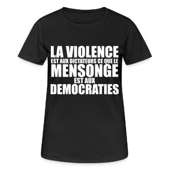 mensonge democratrique - T-shirt respirant Femme - noir - Devant - AI Model Female 172 light (172cm)