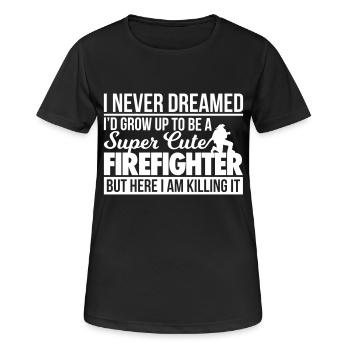 Super Cute Firefighter - Fire Department - Women's Breathable T-Shirt - black - Front - AI Model Female 172 light (172cm)