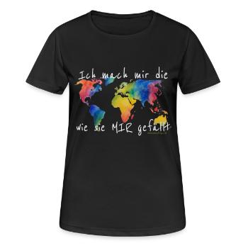 Ich mach mir die Welt, wie sie mir gefällt - Frauen T-Shirt atmungsaktiv - Schwarz - Vorne - AI Model Female 172 light (172cm)