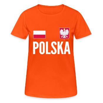 Poland Soccer Jersey - Frauen T-Shirt atmungsaktiv - Neonorange - Vorne - AI Model Female 172 dark (172cm)