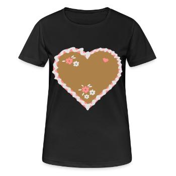 Lebkuchenherz zum Selberbeschriften - Frauen T-Shirt atmungsaktiv - Schwarz - Vorne - AI Model Female 172 light (172cm)