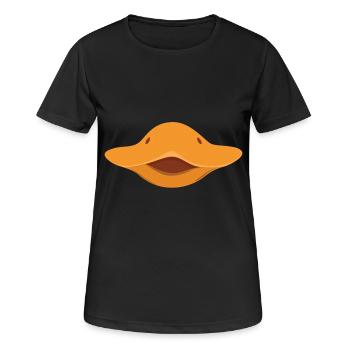 Entenschnabel Mundschutz - Frauen T-Shirt atmungsaktiv - Schwarz - Vorne - AI Model Female 172 light (172cm)