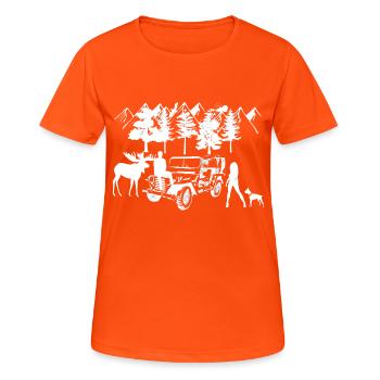 Voiture - T-shirt respirant Femme - orange néon - Devant - AI Model Female 172 dark (172cm)