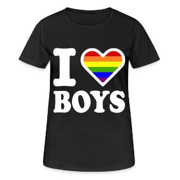 I love boys - Frauen T-Shirt atmungsaktiv - Schwarz - Vorne - AI Model Female 172 light (172cm)