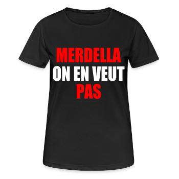 merdella on en veut pas - Women's Breathable T-Shirt - black - Front - AI Model Female 172 light (172cm)