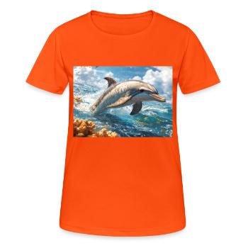 Jumping dolphin bottlenose dolphin marine mammal - Women's Breathable T-Shirt - neon orange - Front - AI Model Female 172 dark (172cm)