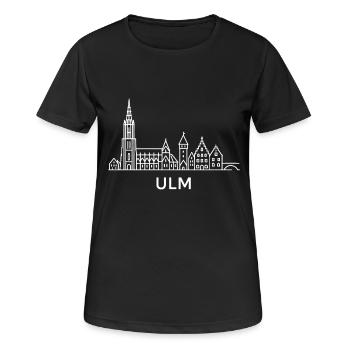 Ulm in White - Frauen T-Shirt atmungsaktiv - Schwarz - Vorne - AI Model Female 172 light (172cm)