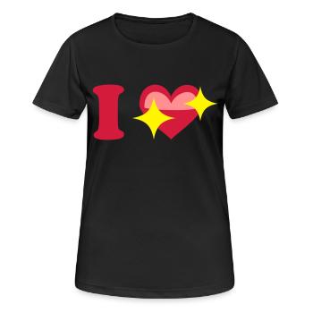 I love - Frauen T-Shirt atmungsaktiv - Schwarz - Vorne - AI Model Female 172 light (172cm)